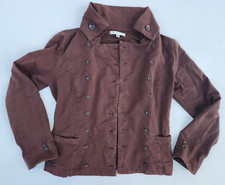 CABI 711 Pine Coat Military Jersey Button Jacket Brown Double Breasted Sz:M EUC