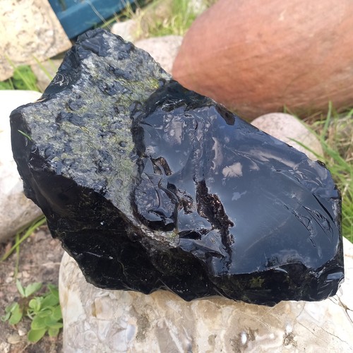 Obsidian Rohstein Lamellenobsidian Flintknapping Drachenglas 4,6Kg Zen Garten R - Bild 4 von 7