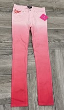 Girls Amy Byer Pink Coral Ombre Denim Jeans Size 16 Embroidered BRAND NEW