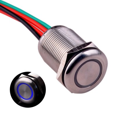 Touch Switch UT19Z11 Latching Switch DC 6V to 24V Blue LED ON When Switch ON ...