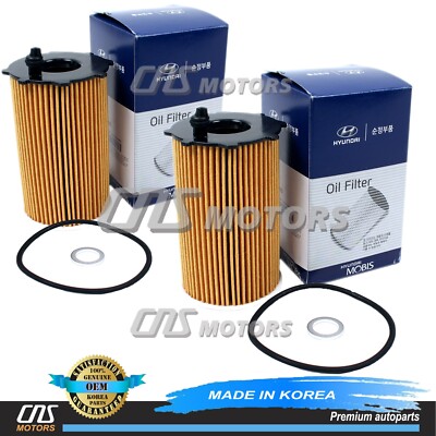  GENUINE  Oil Filters 2PACK for 2010-2019 Azera Santa Fe Cadenza Sedona Sorento