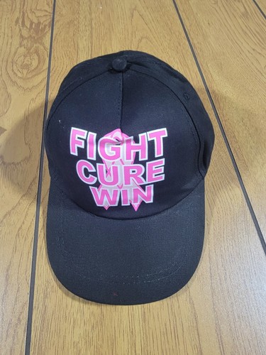 Breast Cancer Awareness Baseball Cap with Saying "FIGHT CURE WIN" - 第 1/3 張圖片