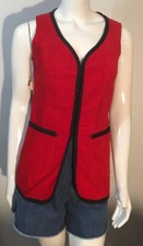 Vintage NWT 60  s Mod Glenora Red  Black Velvet Long Vest Size 5 Retro Gogo