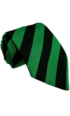 TIE & SCARF CO. Block Stripe School Tie High Secondary School Ties Green/Black - age 11-16 years