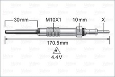 Glühkerze VALEO 345247 für OPEL 4,4V M10x1 INSIGNIA Country Tourer Z18 Sport P12