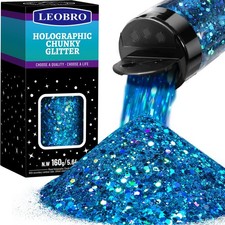 Light Blue Holographic Chunky Glitter 160G/5.64OZ Crafts Resin Body Nail