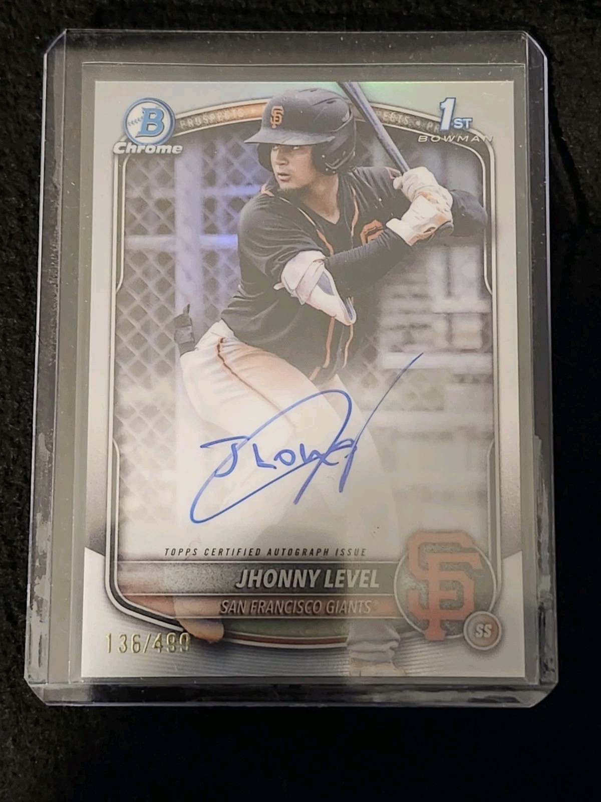 2025 Bowman Chrome Prospects Jhonny Level Refractor Auto /499 #CPA-JL Giants RC