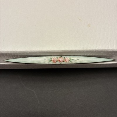 Marius Hammer 930S Norway Long Thin 3 Rose Enameled Brooch Pin