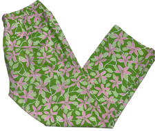 Lilly Pulitzer 12 Floral Pants Pink Green Leaves Cottagecore Preppy Golf Cruise