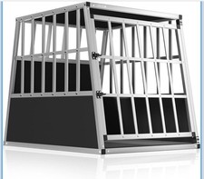 Gabbia da Trasporto per Cani Singola  66x90x72 - Nera E Argento