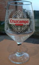 2x Cruzcampo Nucleated Pint 20oz Glasses M24 Brand New Bar Gift Man Cave
