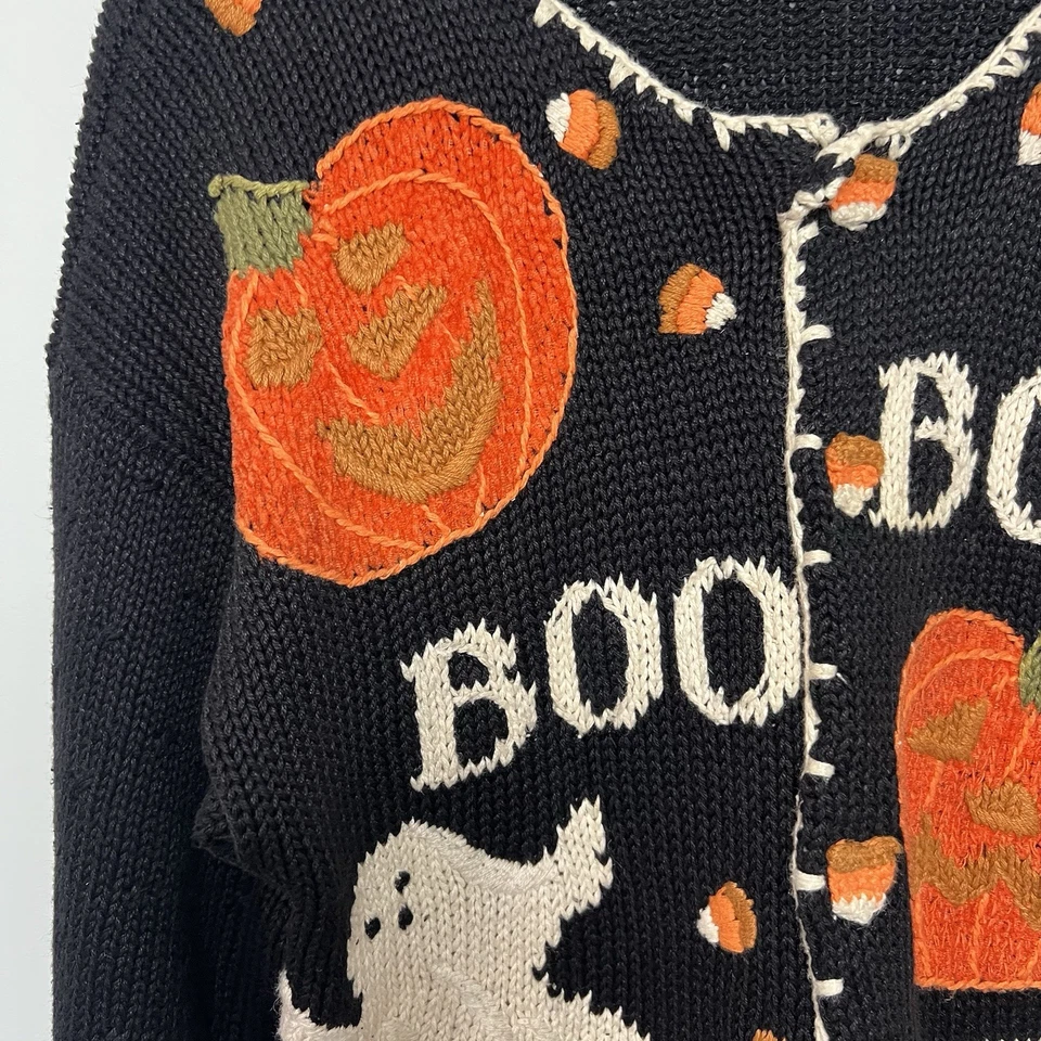Vintage Y2K Casual Corner Halloween Cardigan Sweater Size S Pumpkins Ghosts Boo - Image 2 of 4