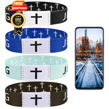 Pmormyy 4PCS Daily Bible Verse Jesus is King Bracelet, 4 Colors Style 2