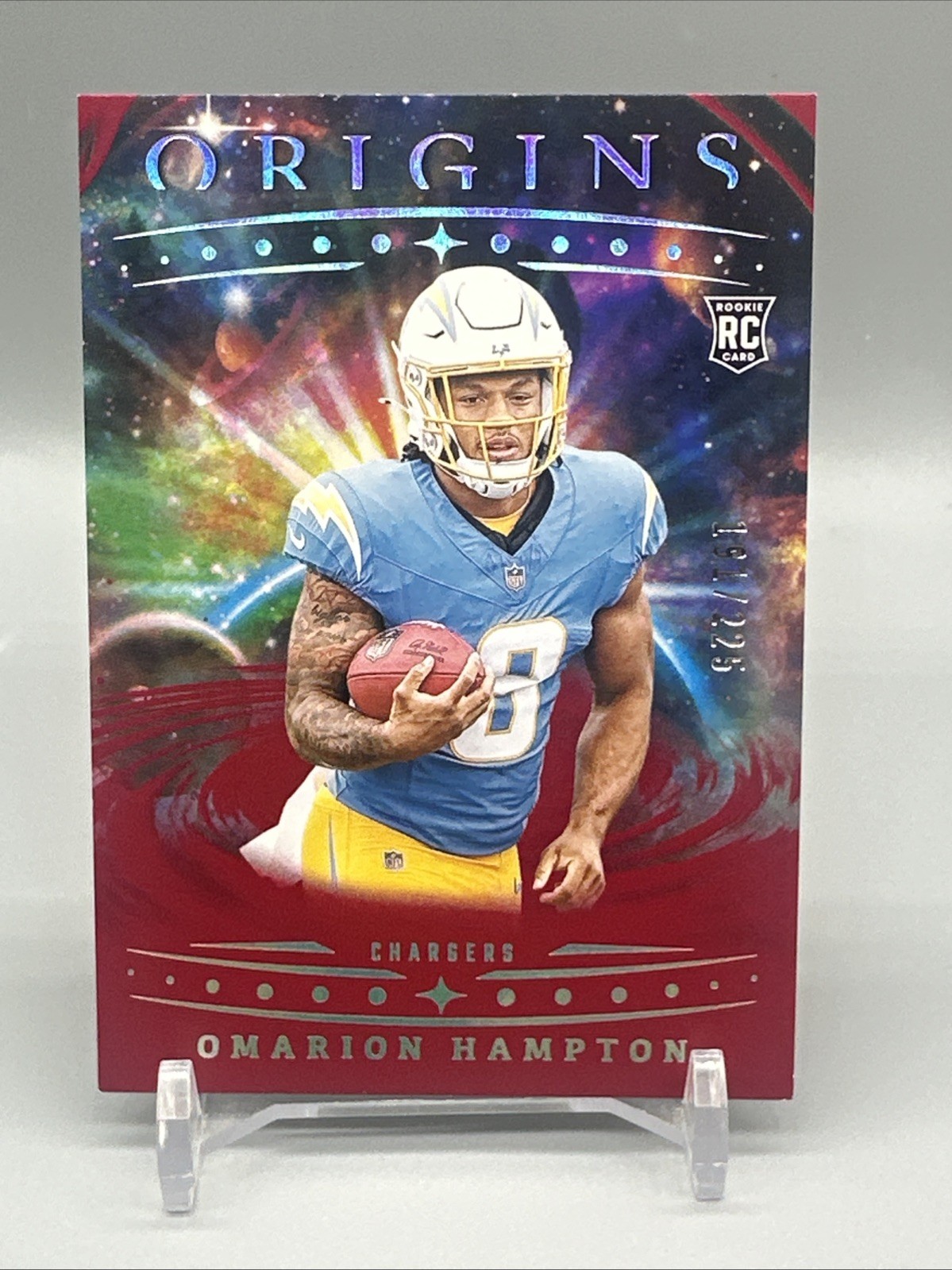 OMARION HAMPTON 2025 RED Origins /225 Rookie RC - #134 LA Chargers