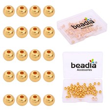 18k Gold Plated Round Spacer Beads 5mm 60pcs For Jewelry Making Findings Non Tar