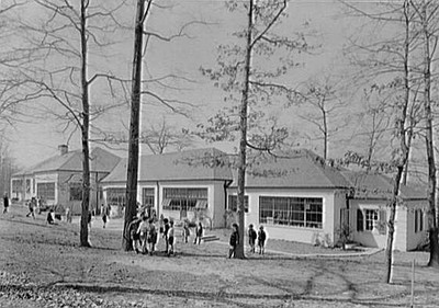 Little School, Englewood, New Jersey. South facade I from right, with children