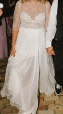 Divine Atelier Elina Boho Long Sleeve Wedding Dress, Size 10