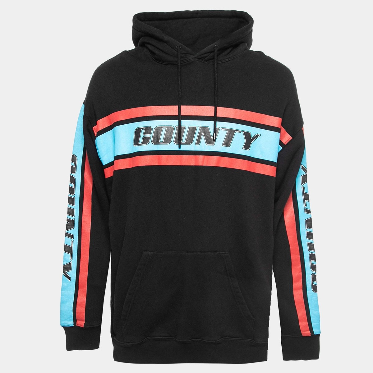 MARCELO BURLON|SWEATSHIRTS (CMBA009F23FLE001 1030) Marcelo Burlon Black County Stripe Print Cotton Hoodie M | eBay