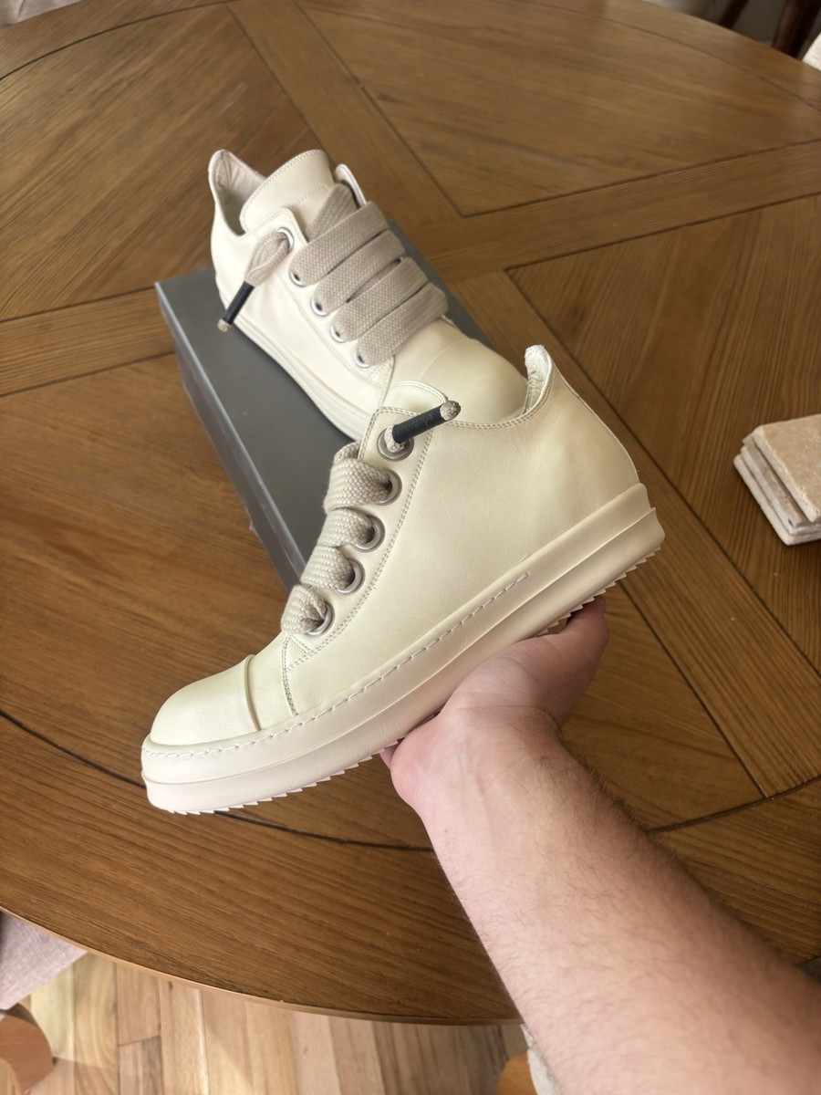 White Leather Cream/Milk Jumbo Lace Rick Owen's Size 43 | eBay