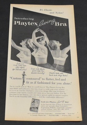 1953 Print Ad Sexy Fashion Lady Blonde Bra Playtex Living Contoured to Body Art