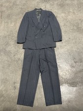 Vtg Christian Dior Monsieur Double Breast 2-Piece Suit Pinstripe Wool 41R