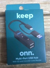 Onn, Multi-Port USB Hub with SD and microSD Card Reader