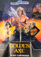 Golden Axe Sega Genesis Cartridge Manual Original Poster Tested Authentic