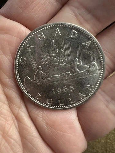 1965 Canada Silver Dollar – Voyageur Canoe – 80% Silver – Elizabeth II – BU/UNC