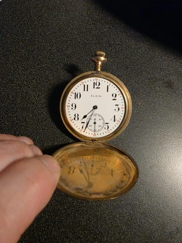 Vintage Elgin Gold Filled Antique Pocket Watch Hunter Seven Jewels Parts Repair