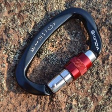 25KN Aluminum D-Shape Carabiner Screw Locking Hook Rock Climbing Caving Rescue