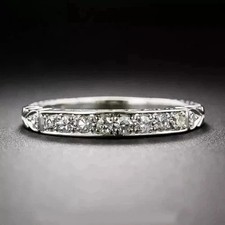Art Deco Style 2.2Ct Lab Created Diamond Engagement Band 14K White Gold FN Ring