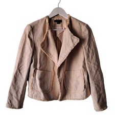Ann Taylor Ivory / Cream Tweed Long Sleeve Cropped Blazer Jacket - Size M