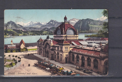 SWITZERLAND, LUZERN, RAILWAY STATION, 1910 ppc. 10c. Luzern.