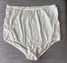 Vanity Fair 13-001 Silky Nylon Lace Cream Gusset Granny Brief Panties Sz 8 / XL