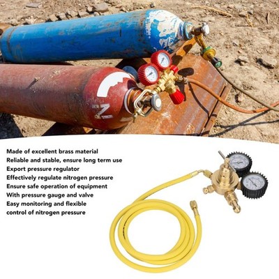 Nitrogen Pressure Gauge Regulator Test Kit Brass Inlet Outlet Connection   