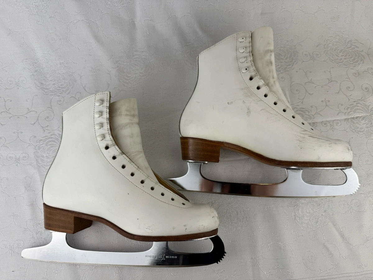 Patin à Glace Riedell Vintage Homme Taille 8.5 – Lames Rouges, Cuir, Années 90 – Pour Collection Ou Glisse