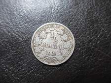 1/2 Mark Coin, German Reich 1907A, Silver