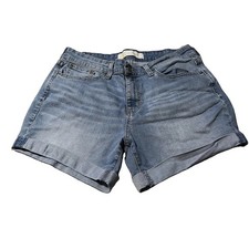 Levi Straus Signature Shorts Womens Size 12 Mid Rise Denim Blue Rolled Hem