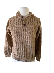 Pull à capuche enfant GUCCI marron foncé laine tricot câble doux taille 12 Italie