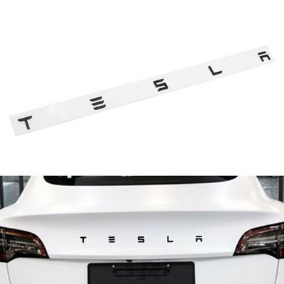 3D Glänzend Schwarz TESLA Schriftzug Kofferraum Panel Abzeichen für Model X S Y