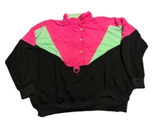 Vtg Lavon By Cheerful Corp Women’s Pullover 1/2 Zip Snap Jogger Sz L Retro