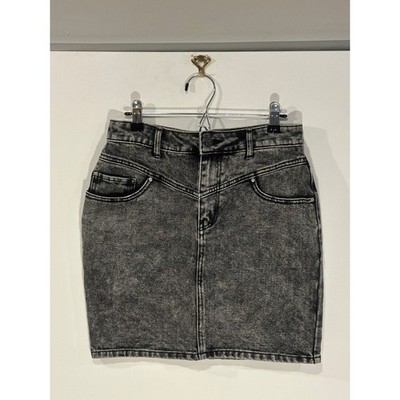 ONLY Blue Denim Acid Wash Black Western High Rise Denim Mini skirt EU 36 US 6
