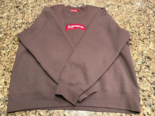 Pull col rond marron logo Supreme Box taille XL authentique