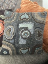 Tapis d'oreiller primitif crochet main laine