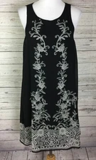 Max Studio Shift Dress Women's Size M Black Floral Sleeveless Lined NWT