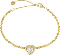 Jacques Lemans - Armband Herz Sterlingsilber Kugelkette Vergoldet Mit Zirkonia
