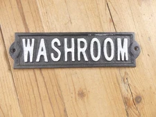 Rustic Cast Iron Washroom Sign  **PAINT FLAW* Gas Station Bar Pub Bathroom