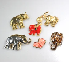 Elephant  Brooch LOT  phinestone enamel  2 signed Park Lane  LC MK22