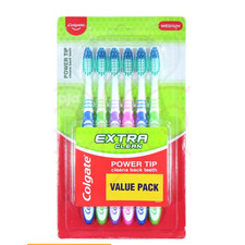 Colgate Extra Clean Toothbrush Medium Bristles Adult 6 Count Value Pack