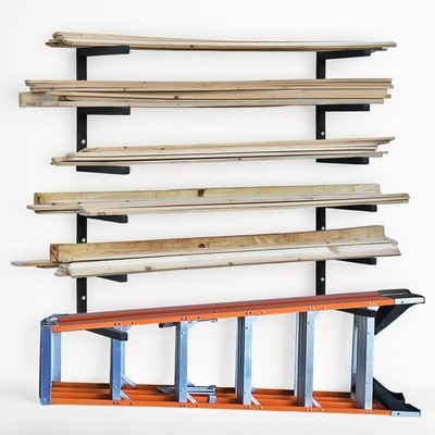 Wood Storage Racks with 3 Level, Garage Organizer Lumber Storage Rack Wall Mo...